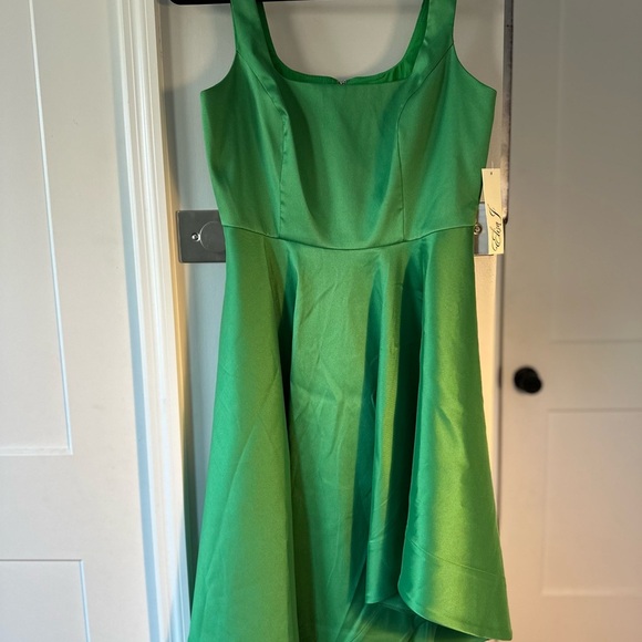 Eliza J Green Asymmetric Fit and Flare Dress - Picture 2 of 11